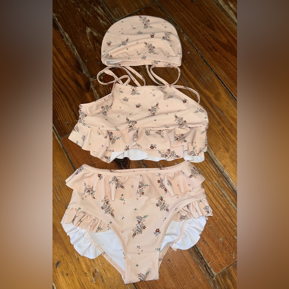 Floral Peach Kids Bikini Set